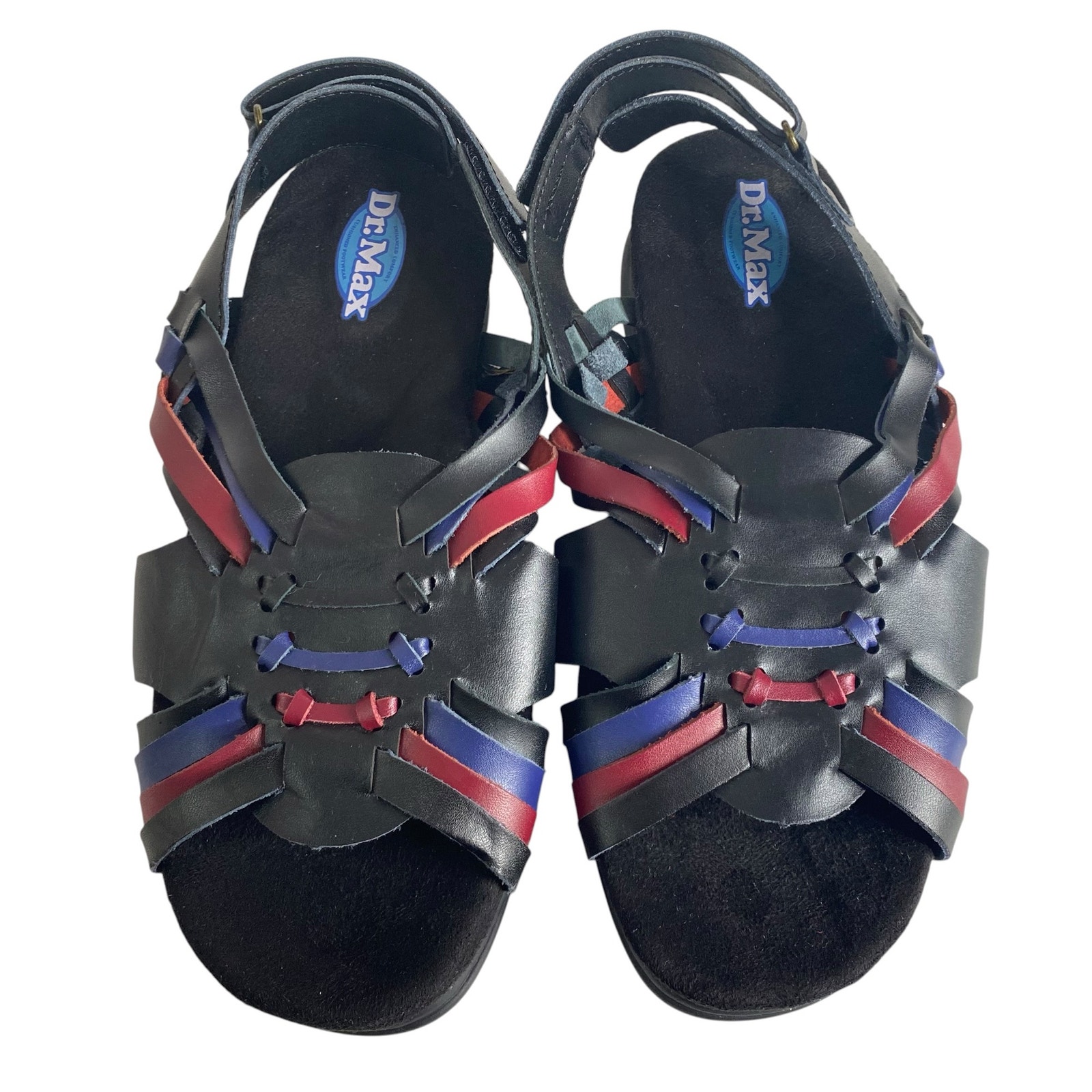 Boho Woven Leather Fisherman Sandals Multicolor Strappy Slingback Peep Toe Sz 9 — image 3 of 8